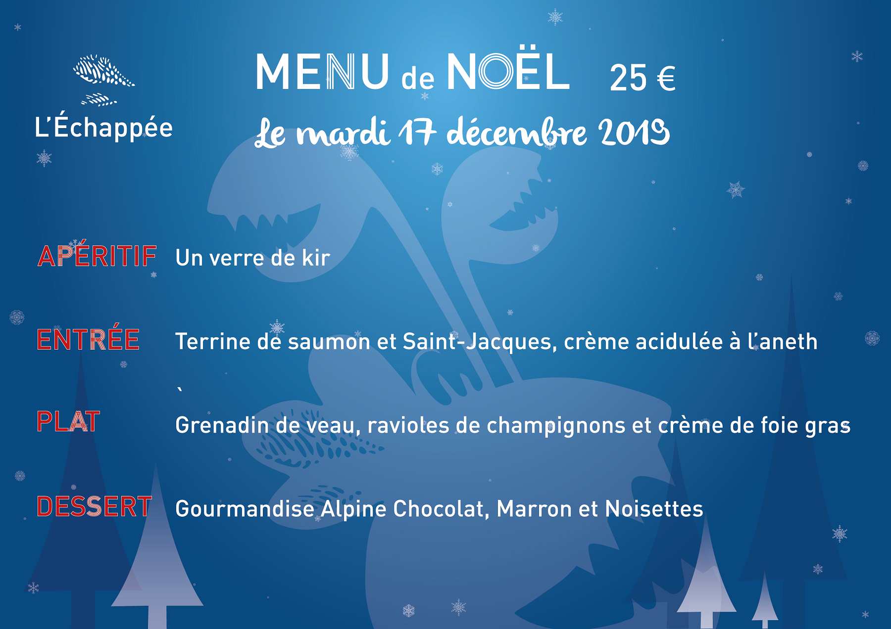 Menu de Noël Mardi 17 décembre midi